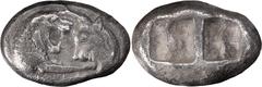 Greek Lydia, Croesus. Stater; Lydia, Croesus; 565-546 BC, Stater, 10.11g. Berk-20. Obv: Confronted foreparts of a roaring lion and a bull. Rx: Oblong punch divided into two squares.Excellent centering