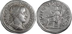 Roman Gordian III. Antoninianus; Gordian III; 238-244 AD, Rome, 239 AD, Antoninianus, 4.16g. RIC-35, C-48 (M. Griolet). Obv: IMP CAES M ANT GORDIANVS AVG Bust radiate, draped, cuirassed r. Rx: CONCORD