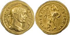 Gold Coins Maximianus. Aureus; Maximianus; 286-305 AD, Trier, c. 294 AD, Aureus, RIC-10 (R3); Depeyrot-1C/2 (p. 43, 8 spec.), pl. 2 (same rev. die); Calicó-4659 (same dies); C-253 (300 Fr.). Obv: MAXI