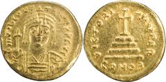 Gold Coins Tiberius II. Solidus; Tiberius II; 578-582 AD. Constantinople, Solidus, 4.29g. Berk-76, MIB-4, Sear-422. Obv: Dm TIb CONS - TANT PP AVG Bust facing, wearing cuirass and crown with cross and