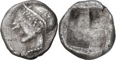 Greek Coins Ionia, Phocaea. Alexandria Diobol; Ionia, Phocaea; Diobol, 1.33g. SNG Kayhan-522, SNG Aulock-1813. Obv: Archaic head of Athena r. Rx: Quadripartite incuse square. From the Philip Ashton Co