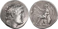 Greek Coins Pergamum, Eumenes I, Portrait of Philetairus. Tetradrachm; Pergamum, Eumenes I, Portrait of Philetairus; 263-241 BC, Tetradrachm, 17.01g. SNG Aulock-1358. Obv: Laureate head of Philetairus