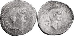 Roman Coins Mark Antony and Octavian. Denarius; Mark Antony and Octavian; 40-39 BC, Denarius, 3.32g. Cr-528/3; Syd-1194; Sear, Imperators-251. Obv: M - ANTON IMP III VI[R R P] C AVG Bare head of Anton