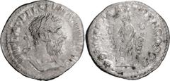 Roman Coins Macrinus. Denarius; Macrinus; 217-218 AD, Rome, c. Feb.-April 218 AD, Denarius, 3.44g. C-86, RIC-34, bust var. of BM-53. Obv: IMP CAES M OPEL SEV MACRINVS AVG Laureate, cuirassed bust r. s