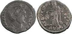 Roman Coins Helena. AE 3, Reduced Follis; Helena; Trier, 326 AD, Reduced Follis, 3.25g. RIC-481, officina S=2 (c3). Obv: FL HELENA - AVGVSTA Bust draped r., seen from front, wearing pearl necklace. Rx