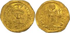 Ancient Gold Coins Maurice. Solidus; Maurice; 582-602 AD. Constantinople, c. 583/4-602 AD, Solidus, 4.33g. Sear-478, officina A=1; MIB-6; Berk-82. Obv: D N mAVRC - TIB PP AVC Draped, cuirassed bust fa