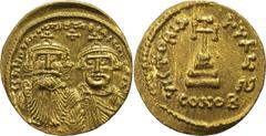 Ancient Gold Coins Heraclius. Solidus; Heraclius; 610-641 AD. Solidus, 4.43g. Berk-123, Sear-749. Ex HJB Buy or Bid Sale 140, lot 34, September 2004.Very nice highly stylized portraits of the emperor 
