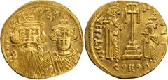 Ancient Gold Coins Constans II. Solidus; Constans II; 641-668 AD. Constantinople, c. 659-662 AD, Solidus, 4.45g. Berk-154, Hahn-31. Obv: Facing busts of Constans II and Constantine IV. Rx: Cross poten