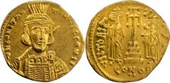 Ancient Gold Coins Constantine IV. Solidus; Constantine IV; 668-685 AD. Constantinople, Solidus, 4.33g. Berk-168 (this coin), DO-4, MIB-4B, Sear-1151. Obv: D N CONSTAN TINUS C CONIS Helmeted, curiasse