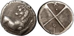 Ancient Greek Coins Thrace, Cherronesos. Achaean League Hemidrachm, ex BCD; Thrace, Cherronesos; c. 400-350 BC, Hemidrachm, 2.23g. BM-50, Grose-4120. Obv: Forepart of lion r., head turned back. Rx: Qu
