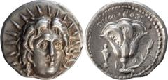 Ancient Greek Coins Caria, Rhodes. Didrachm; Caria, Rhodes; c. 250-230 BC, Didrachm, 6.70g. SNG Keckman-540, SNG Cop-767. Obv: Radiate head of Helios facing, slightly r. Rx: Rose with bud on r., P - O