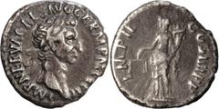 Ancient Roman and Byzantine Coins Nerva. Denarius; Nerva; 96-98 AD, Rome, 98 AD, Denarius, 2.66g. BM-64, Paris-47, C-91, RIC-44. Obv: IMP NERVA CAES AVG GERM P M TR P II Head laureate r. Rx: IMP II - 