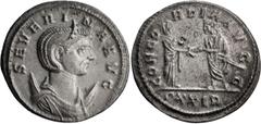 Ancient Roman and Byzantine Coins Severina. Antoninianus; Severina; Rome, Antoninianus, 3.84g. RIC-3, Göbl-132s3 (66 spec.), Paris-175. Obv: SEVERINA AVG Bust draped r. on crescent, wearing stephane. 
