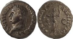 Ancient Roman and Byzantine Coins Vitellius. 40-as; Vitellius; 69 AD, Tarraco, As, 12.19g. BM-105, Paris-19, C-49 (15 Fr.), RIC-43. Obv: A VITELLIVS - IMP GERMAN Head laureate l., globe below neck. Rx