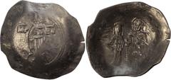 Ancient Roman and Byzantine Coins Andronicus I. Billion Aspron Trachy; Andronicus I; 1183-1185 AD. Constantinople, BI Aspron Trachy, 2.90g. Sear-1985. Obv: Nimbate Virgin standing facing on dias, hold
