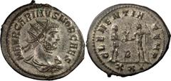 Ancient Coins Carinus as Caesar. ; Carinus as Caesar; 282-283 AD, Cyzicus, 4.82g. RIC-202, C-19. Obv: M AVR CARINVS NOB CAES Bust radiate, draped, cuirassed r. Rx: CLEMENTIA - TEMP Prince standing r.,