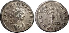 Ancient Coins Carinus. Antoninianus; Carinus; 283-285 AD, Ticinum, Antoninianus, 3.75g. RIC-304, C-135, Venera Hoard 1560-6 (7 spec.). Obv: IMP CARINVS P F AVG Bust radiate, draped, cuirassed r., seen