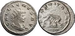 Ancient Coins Gallienus. Antoninianus; Gallienus; 253-268 AD, Antioch, Antoninianus, 4.32g. RIC-628 var., C-46 (4 Fr.), Göbl-1628c (16 spec.). Obv: GALLIENVS AVG Bust radiate, draped, cuirassed r. Rx: