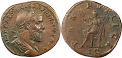 Ancient Coins Pupienus. Sestertius; Pupienus; 238 AD, Rome, Sestertius, 19.28g. BM-49, pl. 46 (same rev. die); C-23 (15 Fr.); RIC-22a (S). Obv: IMP CAES M CLOD PVPIENVS AVG Bust laureate, draped, cuir