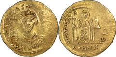 Ancient Gold Focas. Solidus; Focas; 602-610 AD. Constantinople, c. 603-607 AD, Solidus, 4.48g. Berk-99, Sear-618, MIB-7. Obv: O N FOCAS - PERP A[VI] Draped, cuirassed bust facing, wearing crown withou