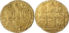 Ancient Gold Constantine VI and Irene. Solidus; Constantine VI and Irene; 780-797 AD. Constantinople. Solidus, 4.41g. Berk-234, DO-1, Sear-1593. Obv: Facing busts of Constantine VI, beardless on l. an