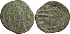 Byzantine Copper Michael VII. Follis; Michael VII; 1071-1078 AD. Thessalonica, Follis, 5.93g. Sear-1878, Berk-958. Obv: IC - XC Bust of Christ facing, raising r. hand in benediction and holding Gospel