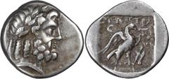 Greek Lydia, Stratoniceia. Achaean League Hemidrachm, ex BCD; Lydia, Stratoniceia; Menestratos, magistrate, c. 133-125 BC, Hemidrachm, 1.38g. Meadows-53e (this coin, Mugla Hoard). Obv: Head of Zeus r.