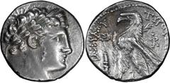 Greek Phoenicia, Tyre. Half shekel; Phoenicia, Tyre; Year 41=86/5 BC, Half Shekel, 7.17g. Cf. Rouvier-2027 (no L before date, different monogram in field). Obv: Laureate bust of Melqart r. Rx: TYPo[Y 