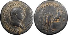 Roman Imperial Vitellius. Sestertius; Vitellius; 69 AD, Rome, Sestertius, 23.73g. BM-49, pl. 62.15 (same dies); Paris-103, pl. XXIV (same dies); C-53 (200 Fr.); RIC-134. Obv: A VITELLIVS GERMAN IMP AV