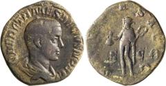 Roman Imperial Herennius Etruscus as Caesar. Sestertius; Herennius Etruscus as Caesar; 250-251 AD, Rome, Sestertius, 19.84g. RIC-167a (R2!), C-12 (BM, 40 Fr.!). Obv: Q HER ETR MES DECIVS NOB C Bare-he