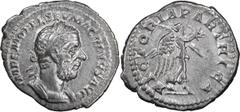 Roman Imperial Macrinus. ; Macrinus; 217-218 AD, Rome, c. January 218 AD, 3.21g. BM-81, C-135 (6 Fr.), RIC-97. Obv: IMP C M OPEL SEV MACRINVS AVG Bust laureate, cuirassed r., seen from front, with lon