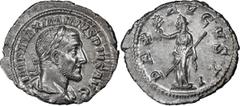 Roman Imperial Maximinus I Thrax. Denarius; Maximinus I Thrax; 235-238 AD, Rome, 235-6 AD, Denarius, 2.59g. BM-68, C-31, Eauze-606 (92 spec.), RIC-12. Obv: without GERM, second portrait. Rx: PAX - AVG