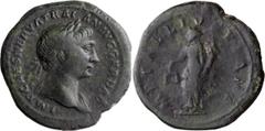 Roman Imperial Trajan. Semis; Trajan; 98-117 AD, Rome, c. 107-9 AD, Semis, 4.16g. Woytek, MIR-610b (18 spec., including ours); obv. legend var. of BMC-p. 234, pl. 45.13; C-182 (30 Fr.). Obv: IMP CAES 