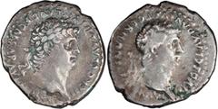 Roman Provincial Nero and Divus Claudius. Didrachm; Nero and Divus Claudius; Caesarea, Cappadocia, 54-68 AD, Didrachm, 7.19g. RPC-3647 (48 coins, 46 obv. dies), Sydenham-68. Obv: NERO CLAVD DIVI CLAVD