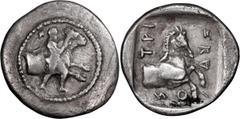 Ancient Greek Thessaly, Tricca. Achaean League Hemidrachm, ex BCD; Thessaly, Tricca; 450-400 BC, Hemidrachm, 2.68g. Cf. SNG Cop-262. Obv: Naked youth standing r., restraining forepart of unruly bull. 