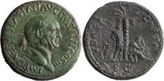 Roman Imperial Vespasian. Sestertius; Vespasian; 69-79 AD, Rome, 71 AD, Sestertius, 29.27g. BM-536, Paris-490, C-234 (8 Fr.) corr., RIC-159 (C3). Obv: IMP CAES VESPASIAN AVG P M TR P P P COS III Head 