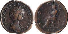 Roman Imperial Julia Maesa. Sestertius; Julia Maesa; Rome, 221-2 AD, Sestertius, 21.81g. BM-391, C-42 (6 Fr.), RIC-420 (S). Obv: IVLIA MAES - A AVGVSTA Draped bust r. wearing stephane. Rx: PVDIC - ITI
