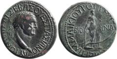 Roman Provincial Titus as Caesar. AE 27; Titus as Caesar; 70-79 AD, Commune of Bithynia, under Gov. M. Maecius Rufus, AE 27, 19.50g. RPC-602 (9 spec.), BM-3, pl. XXIV.2 (same obv. die). Obv: AYTOKP KA