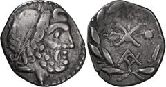 Ancient Greek Laconia, Sparta, in name of Achaean League. Achaean League Hemidrachm, ex BCD; Laconia, Sparta, in name of Achaean League; c. mid-80s BC, Hemidrachm, 2.28g. Benner-12, BCD-865.2. Obv: La