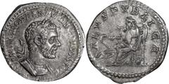 Roman Imperial Macrinus. Denarius; Macrinus; 217-218 AD, Rome, 217 AD, Denarius, 3.47g. BM-26, RSC-116a, RIC-86. Obv: IMP C M OPEL SEV MACRINVS AVG Bust laureate, cuirassed r., seen from front, with s