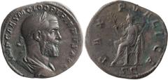 Roman Imperial Pupienus. Sestertius; Pupienus; 238 AD, Rome, Sestertius, 19.28g. BM-49, pl. 46 (same rev. die); C-23 (15 Fr.); RIC-22a (S). Obv: IMP CAES M CLOD PVPIENVS AVG Bust laureate, draped, cui