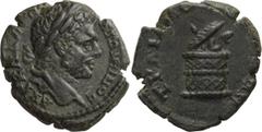 Roman Provincial Caracalla. AE 16; Caracalla; 198-217 AD, Trajanopolis, Thrace, AE 16, 3.63g. Obv: Laureate head r. Rx: Snake emerging r. from half-opened cista mystica. Ex CNG 41, 19 March 1997, lot 