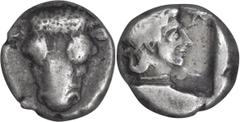 Ancient Greek Phocis. Triobol; Phocis; 460-458/7 BC, Triobol, 2.80g. Williams-162. Obv: Bull's head facing. Rx: [ΦO]KI around archaic head of Artemis r., all within incuse square.. Good VF / aVF