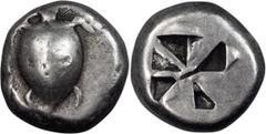Ancient Greek Attic, Aegina. Stater; Attic, Aegina; 510-490 BC, Stater, 12.17g. Asyut-429, SNG Delepierre-1597 ff., Milbank-13. Obv: T-back sea turtle. Rx: Large incuse punch of mill-sail pattern, div