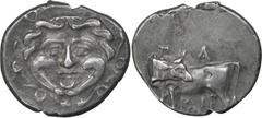 Ancient Greek Mysia, Parium. Achaean League Hemidrachm, ex BCD; Mysia, Parium; 350-300 BC, Hemidrachm, 2.37g. Cf. Sear-3919-22. Obv: Gorgoneion facing, with tongue protruding and snakes as hair. Rx: B