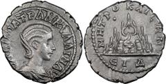 Roman Provincial Tranquillina. Drachm; Tranquillina; Caesarea, Cappadocia, Year 4=241 AD, Drachm, 3.14g. Emporium Hamburg 71, 8 May 2014, lot 296 (same dies); bust and legend var. of Sydenham/Malloy-6