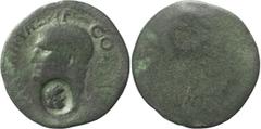 Roman Imperial Agrippa As with Hercules Countermark. 40-as; Agrippa As with Hercules Countermark; Died 12 BC, Rome, Struck under Caligula, As, 9.15g. Cf. BM (Tiberius)-161, Paris-77, C-3, RIC-58. Obv: