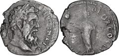 Roman Imperial Pertinax. Denarius; Pertinax; 193 AD, Alexandria, Denarius, 2.32g. Cf. BM-13, C-43 (50 Fr.), RIC-11a (R2). Obv: [IMP CAES P HELV] - PERTIN AV[G] Head laureate r. Rx: [PROVID] - DEOR COS