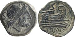Roman Republic Imitative Anonymous Semis. Semis; Imitative Anonymous Semis; Imitative Anonymous Semis, Spain, c. 2nd half of 2nd cent. BC, 6.78g. Ripollès/Witschonke, Studies Burnett, 2015, cat. 51 (d