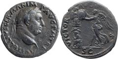 Roman Imperial Vitellius 69 AD, Judaea Capta, Hendin Plate Coin. 40-as; Vitellius 69 AD, Judaea Capta, Hendin Plate Coin; 69 AD, Rome, As, 11.01g. BM-77, pl. 64.9 (same dies); RIC-151 (R2), pl.32 (the